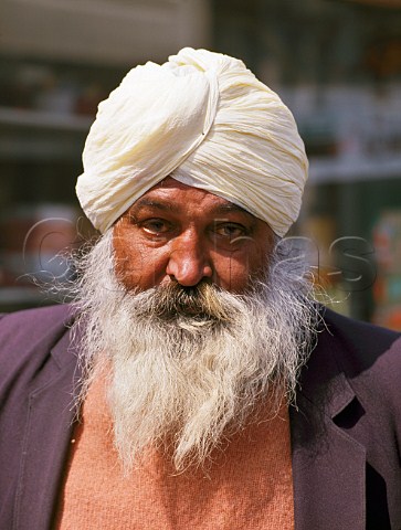 Sikh gentleman wearing turban Southall London