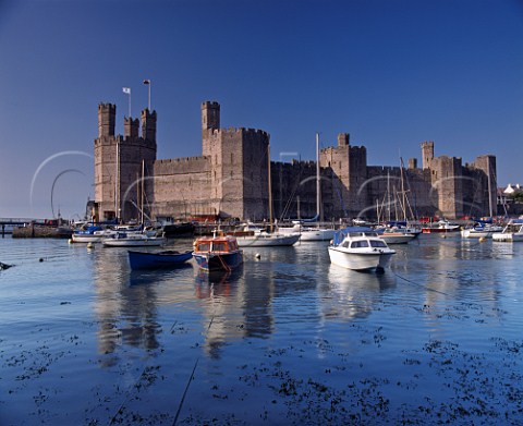 Caernarfon Castle at the western approach to the   Menai Strait is one of a chain of fortresses built   by Edward I in the late 13th Century  North Wales