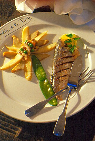 Grilled Sea Bass with artichoke Au  Jardin de la Tour restaurant Avignon  Vaucluse