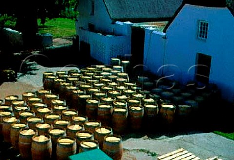 Barriques outside the cellar of   Rustenberg Estate Cape Province South   Africa Stellenbosch WO