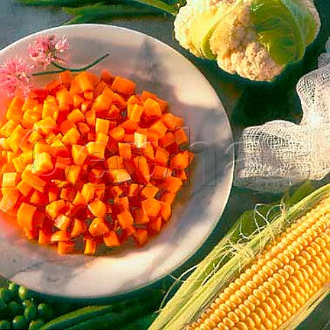 Cornonthecob cauliflower diced carrots