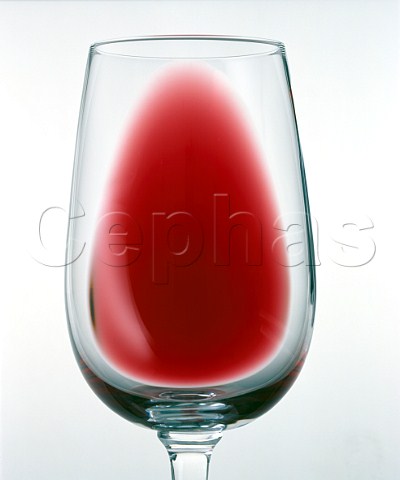 Young red wine no browning at the rim in an ISO tasting glass