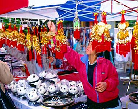 Stall at the annual October Chinese Moon Festival in   Chinatown  San Francisco California USA