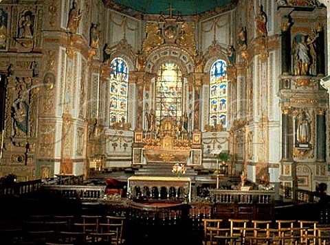 Interior of Church at StThegonnec showing altar  Finistre France  Brittany