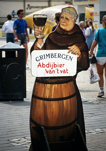 Seaside advert for Grimbergen Abbey Beer   on draught Belgium