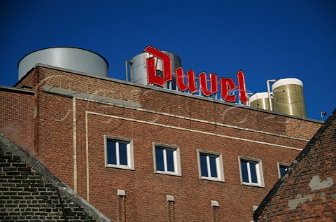 Sign for Duvel beer on roof of the Moortgat  Brewery Breendonk Belgium