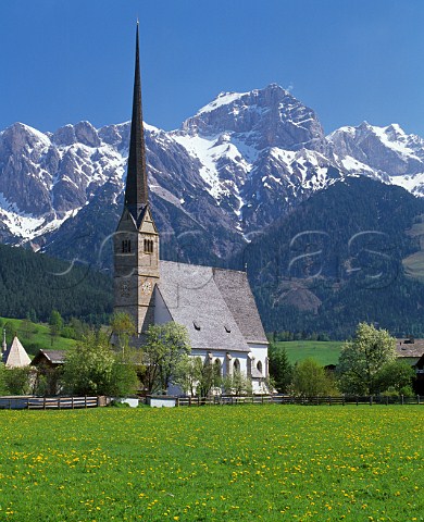 Church in Maria Alm with the Hochknig Mountain beyond Salzburgerland Austria