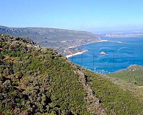 Coastline of the Arrabida National Park south of   Lisbon Portugal