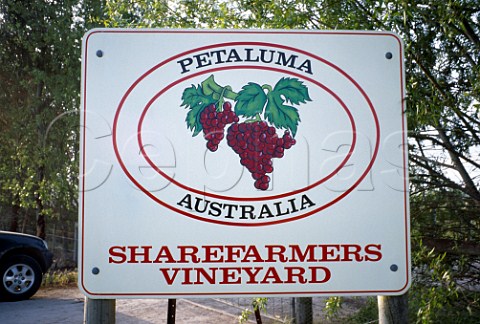 Sign for the Sharefarmers Vineyard of   Petaluma Coonawarra South Australia