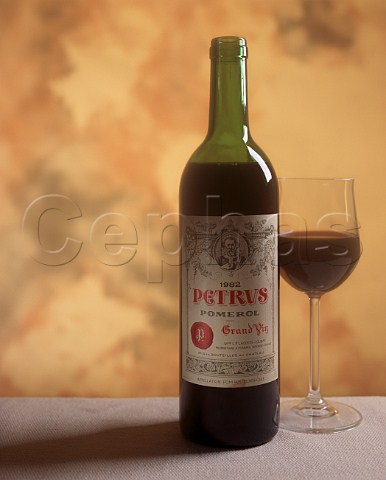 Bottle and glass of Chteau Ptrus 1982  Pomerol  Bordeaux