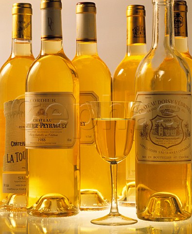 Bottles of Sauternes wines
