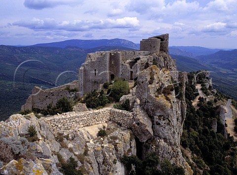 Ruins of the Cathar castle of Peyrepertuse   Aude France