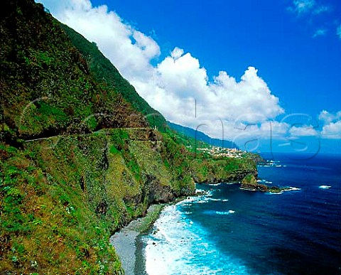View west along coastline to Seixal Madeira