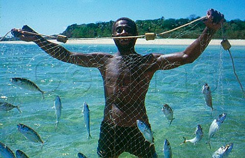Fisherman with his catch  Fiji