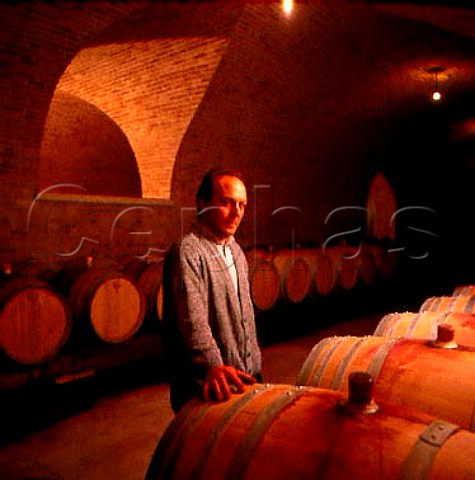 Romano dal Forno in his barrel cellar   Celloer dIllasi Veneto Italy   Valpolicella