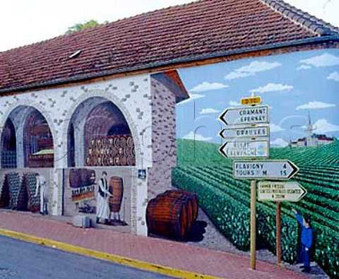 TrompelOeil on wall in Avize Marne France    Cote des Blancs  Champagne