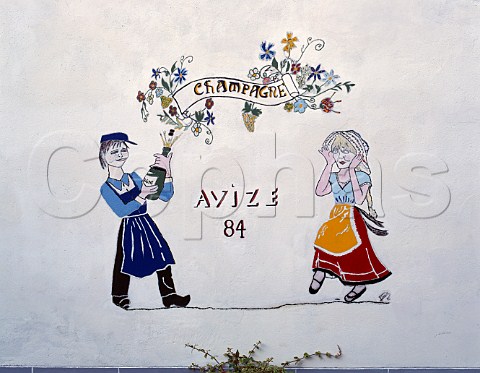 Mural on wall of building Avize Marne France Cte des Blancs  Champagne