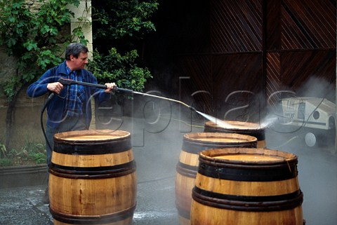 Steam cleaning of barrels at   Domaine de la RomaneConti    VosneRomane Cte dOr France