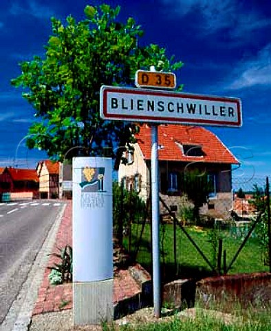 Sign at entrance to Blienschwiller on the Route des   Vins dAlsace  BasRhin France Alsace