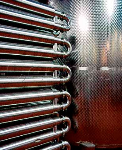 Stainless steel refrigeration equipment in the  winery of Cantine MezzaCorona  Mezzocorona Trentino Italy