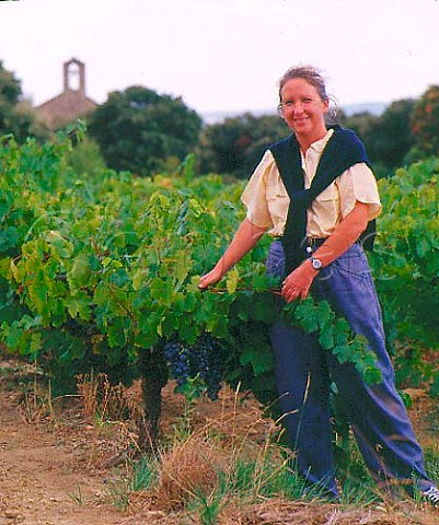 Patricia Domergue in her Clos de Capitelle vineyard   Her Cuve Capitelle is made purely from the Cinsault   grapes grown here   Domaine de Centeilles Siran Hrault France  Minervois