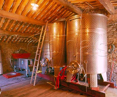 Refrigerated stainless steel tanks in the old chai   of Domaine StAntonin Frdric Albaret  La Liquire Hrault France  AC Faugres