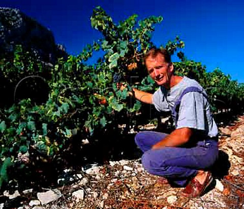 Jean Orliac of Domaine de lHortus in one of his   Syrah vineyards on the slopes of   Pic StLoup near StMathieudeTrviers Hrault   France   Coteaux du Languedoc Pic StLoup