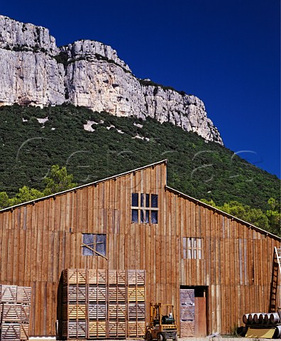The wooden winery of Domaine de lHortus below   Montagne dHortus near StMathieudeTrviers   Hrault France    Coteaux du Languedoc Pic StLoup
