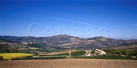 Domaine de lAigle with the village of Roquetaillade   in the distance  Aude France   Limoux