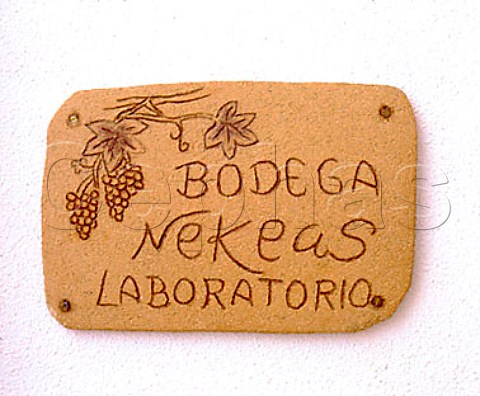 Ceramic sign outside laboratory of  Bodegas Nekeas   Aorbe near Puente la Reina Navarra Spain