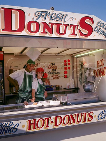 Donut stall in market Weybridge Surrey England