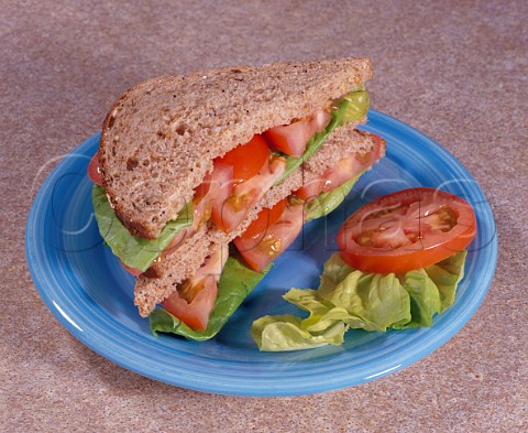 Lettuce and tomato sandwich  wholemeal bread