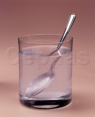 Glass of water with Bicarbonate of Soda dissolving in it
