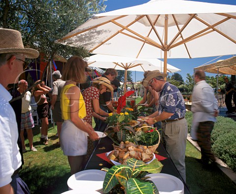 Outdoor buffet at Clos du Val winery   Yountville Napa Co California