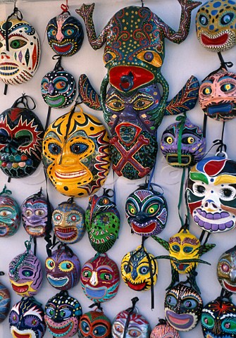 Masks of Mayan Warriors for sale on Isla   Mujerez Yucatan Mexico