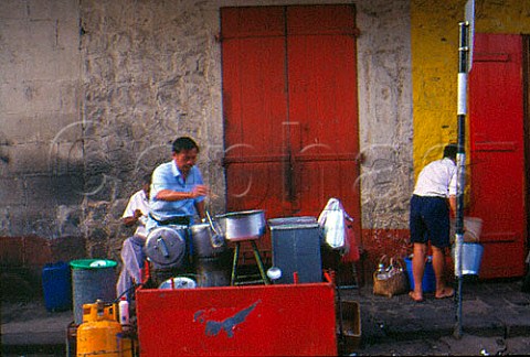 Street vendor in the Chinese Quarter Port Louis Mauritius Mascarene Islands