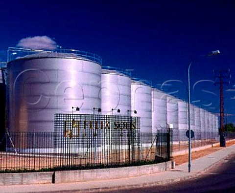 Stainless steel tanks of Bodegas Felix Solis Valdepeas CastillaLa Mancha Spain