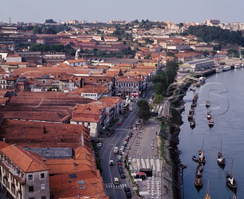 View over the Port lodges of Vila Nova de Gaia and  the Douro River Portugal