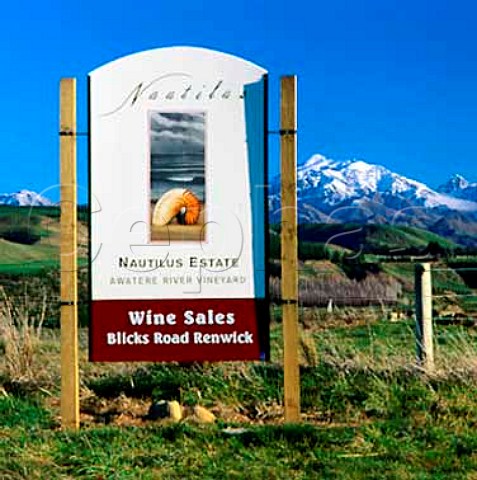 Sign for the Awatere River Vineyard of Nautilus   Estate Marlborough New Zealand