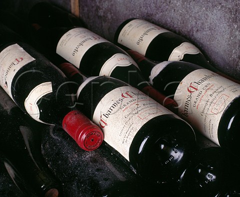 Bottles of CharmesChambertin 1987 in the   cellar at Domaine Georges Roumier   ChambolleMusigny Cte dOr France