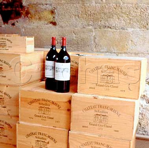 Bottles and cases in the cellar of   Chteau FrancMayne Stmilion Gironde France    Stmilion