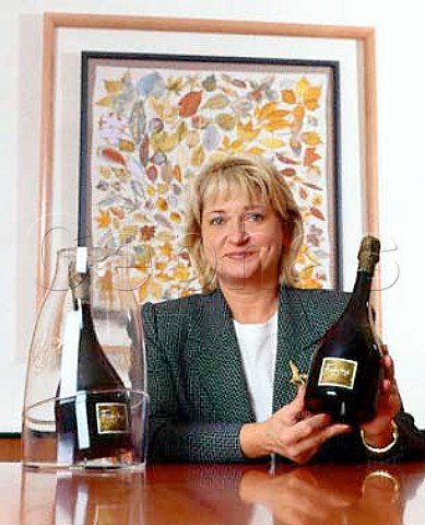 Carol Duval of Champagne DuvalLeroy with her new   Prestige Cuve Femme de Champagne in its   presentation ice bucket Vertus Marne France