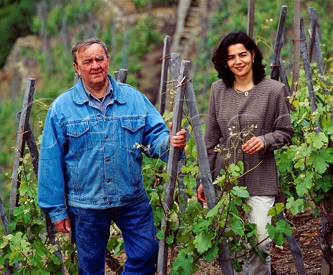 Georges Vernay with his daughter Christine in their   Viognier vines on the Coteau de Vernon from which   are made their top wine   Condrieu Rhne France