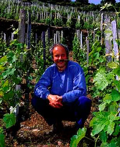 Thierry Allemand amidst the old Syrah vines   of his Le Renard vineyard in the hills above   Cornas Ardche France   AC Cornas