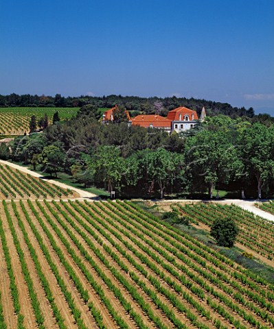 Chteau de Vaudieu surrounded by its vineyards ChteauneufduPape Vaucluse France ChteauneufduPape