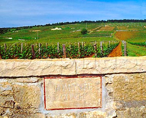 Plaque in the wall of RomaneConti vineyard VosneRomane Cte dOr France Cte de Nuits Grand Cru