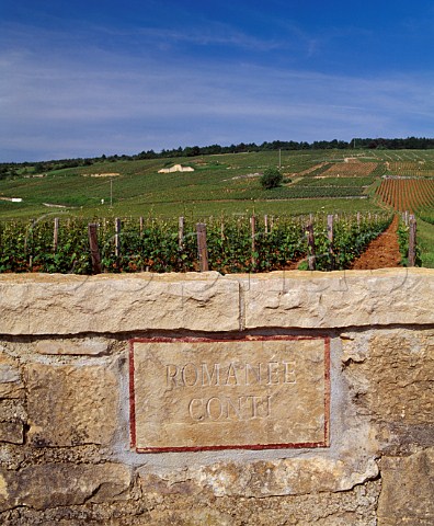 Plaque in the wall of RomaneConti vineyard of Domaine de la RomaneConti  VosneRomane Cte dOr France  Cte de Nuits Grand Cru