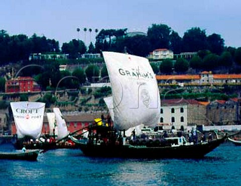 The Barcos Rabelos race held annually  StJohns Day  June 24 on the River Douro   at Porto Portugal