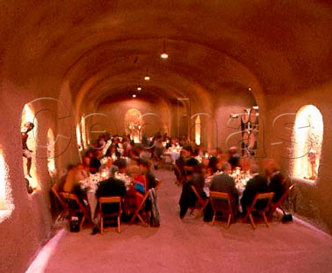 Diners in the entertainment cellar of   Clos Pegase winery Calistoga  Napa Co California