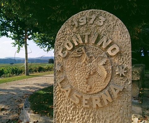 Marker stone by the Contino vineyard Laserna Alava Spain  Rioja Alavesa